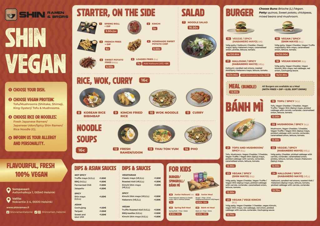 Asian restaurant vegan menu