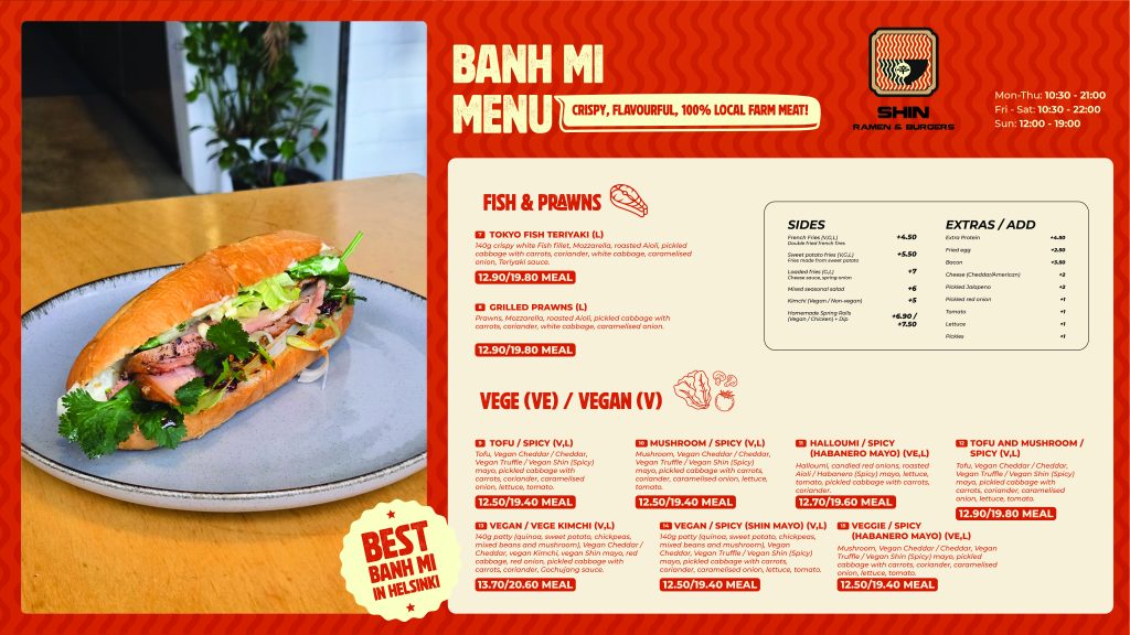Asian restaurant banh mi menu 1