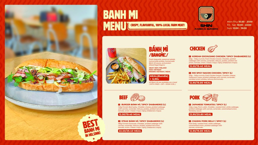 Asian restaurant banh mi menu 2